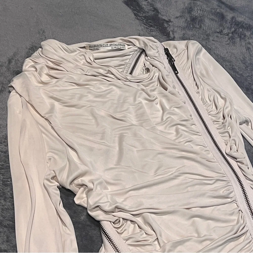 ALLSAINTS NWOT GISELE ROUCHED BODYCON ZIP DRESS - Picture 11 of 16